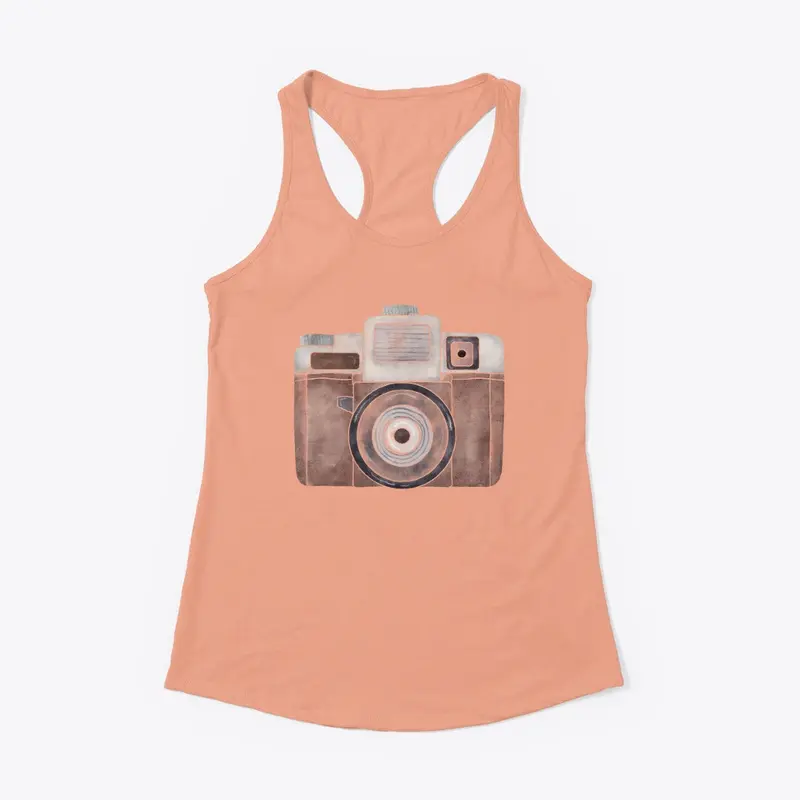 Watercolor Camera Racerback Tank